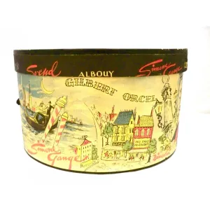 1950s Parisian Wallpaper Hat box Gilbert Orcel Simone Gange Fath Original 12x7