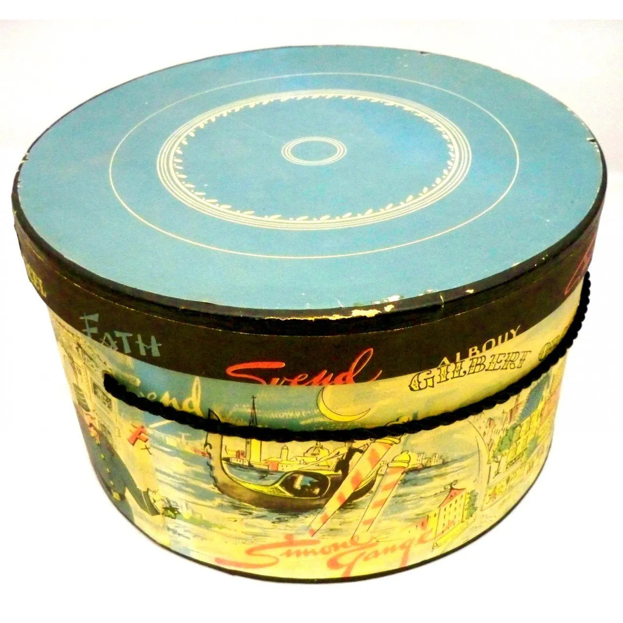 1950s Parisian Wallpaper Hat box Gilbert Orcel Simone Gange Fath Original 12x7