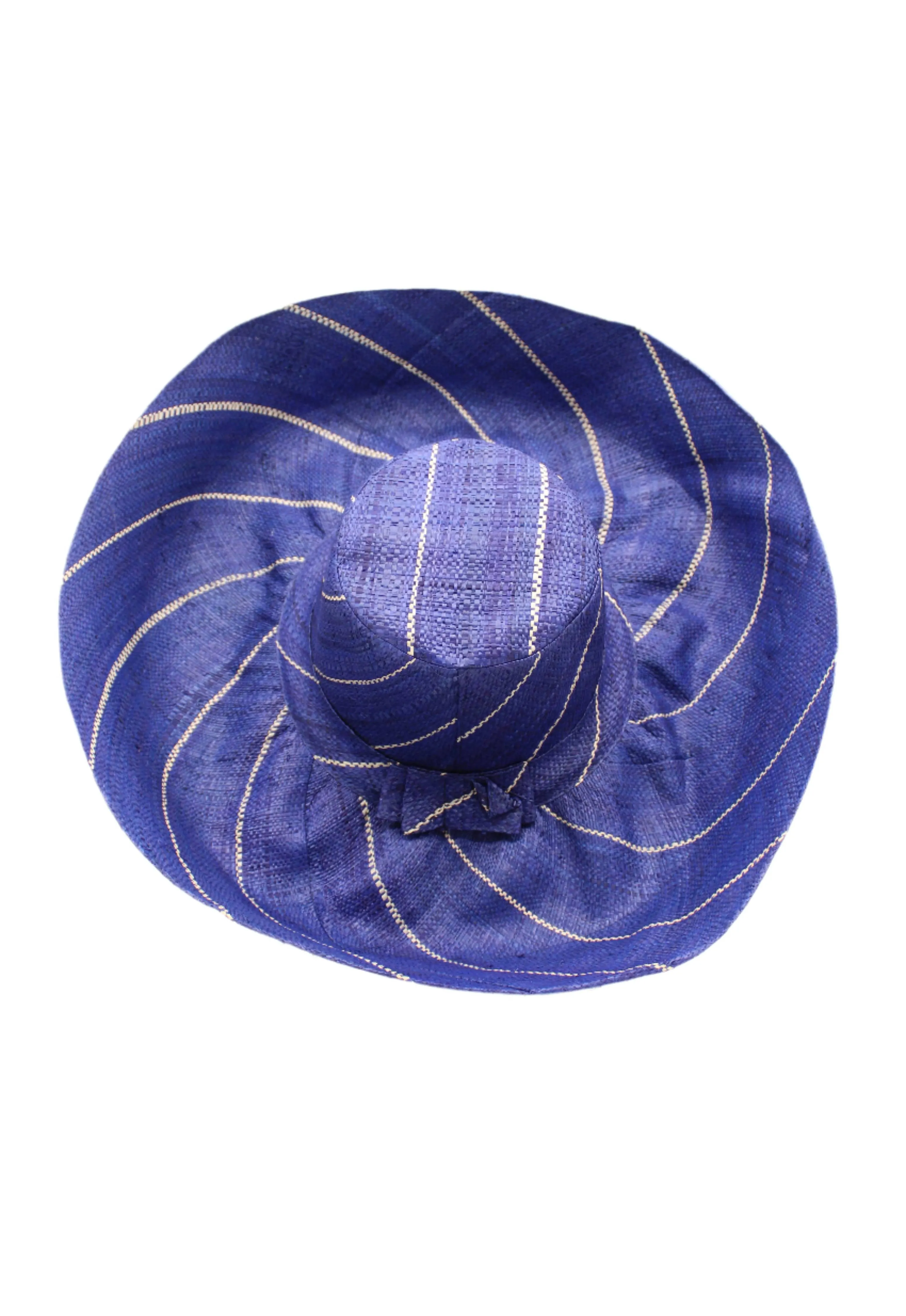 5" & 7" Wide Brim Pinstripe Packable Straw Sun Hats: Black Pinstripes / 5" Brim