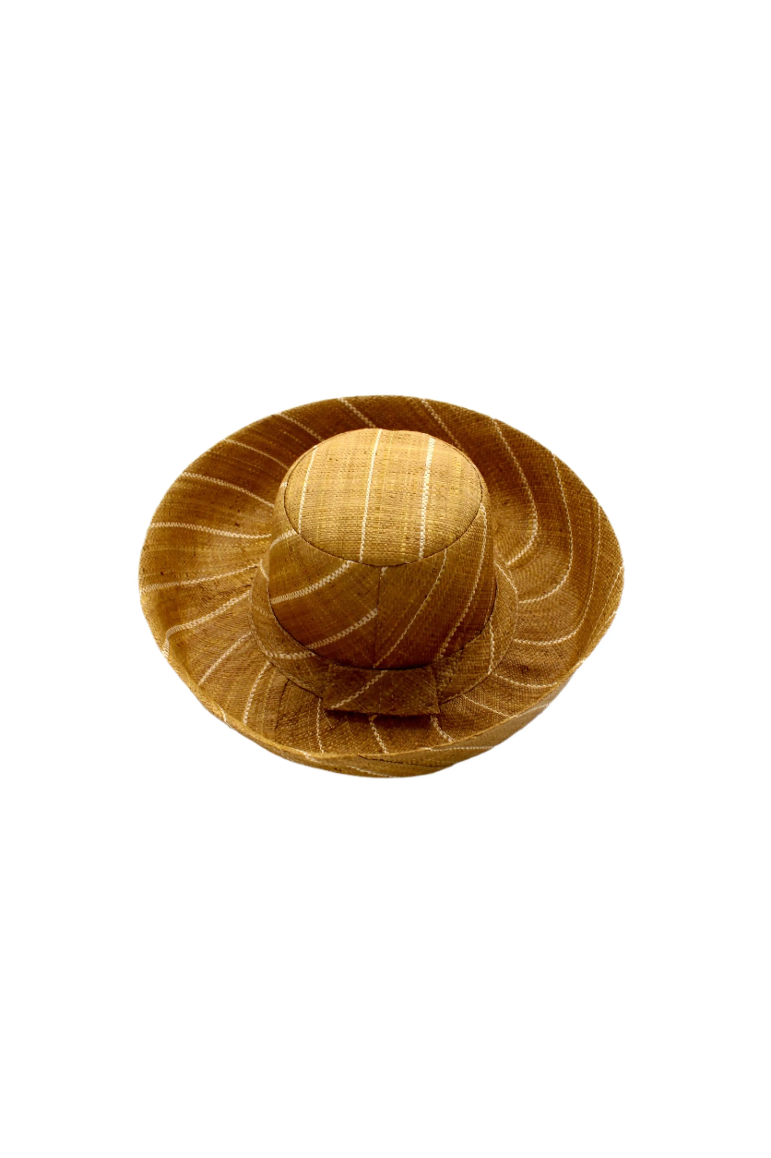 5" & 7" Wide Brim Pinstripe Packable Straw Sun Hats: Black Pinstripes / 5" Brim