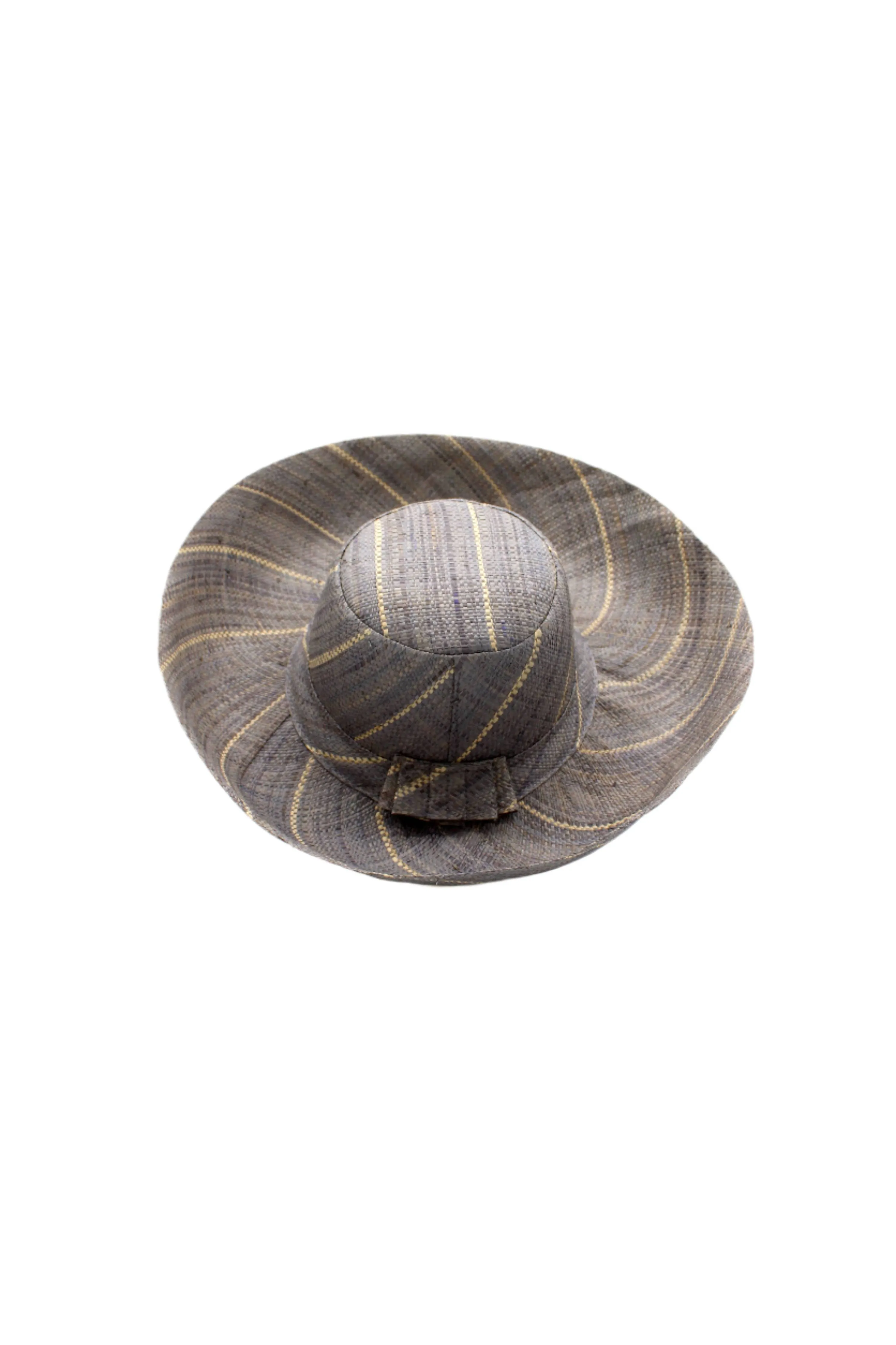 5" & 7" Wide Brim Pinstripe Packable Straw Sun Hats: Black Pinstripes / 5" Brim