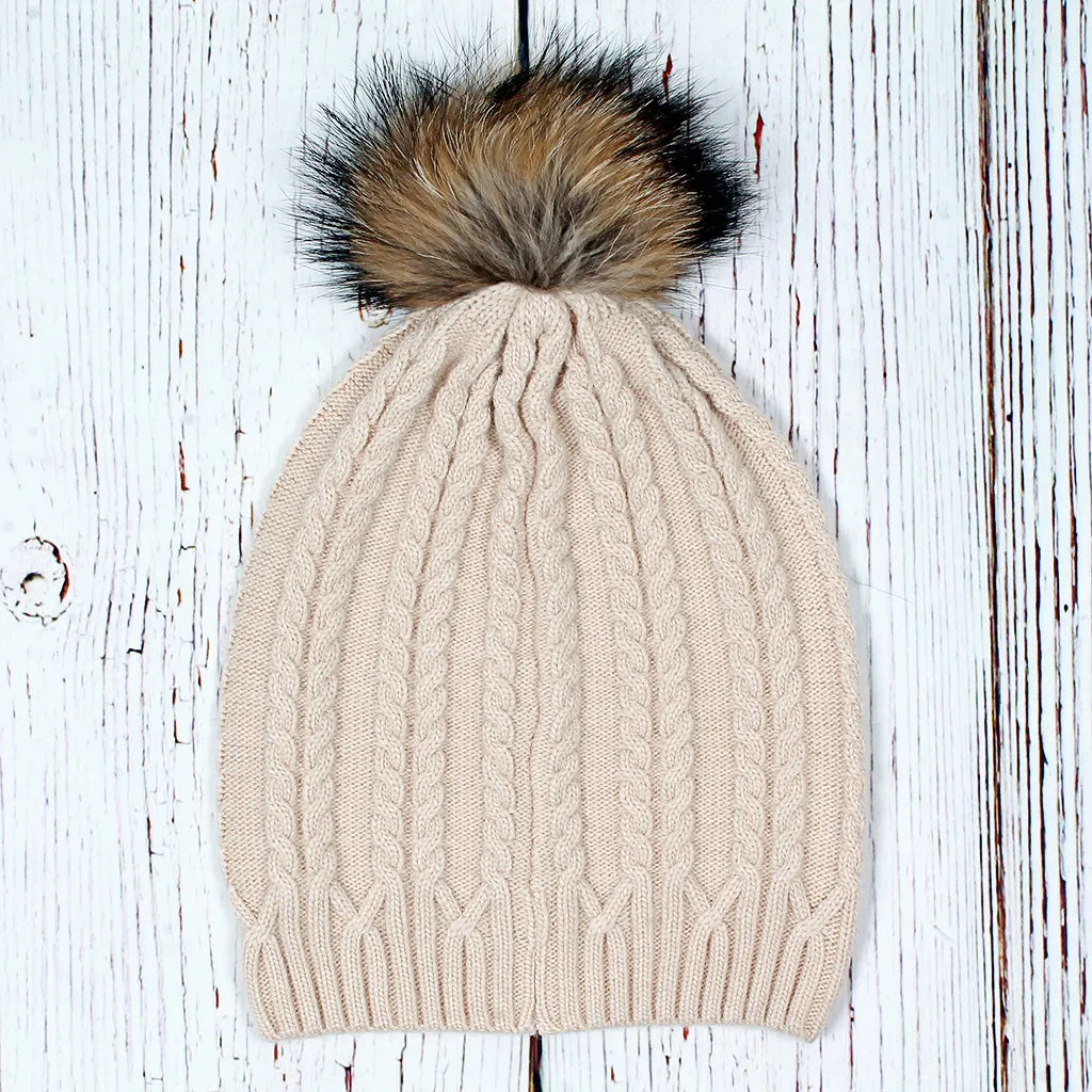 Atlantic Cable Pom Pom Beanie