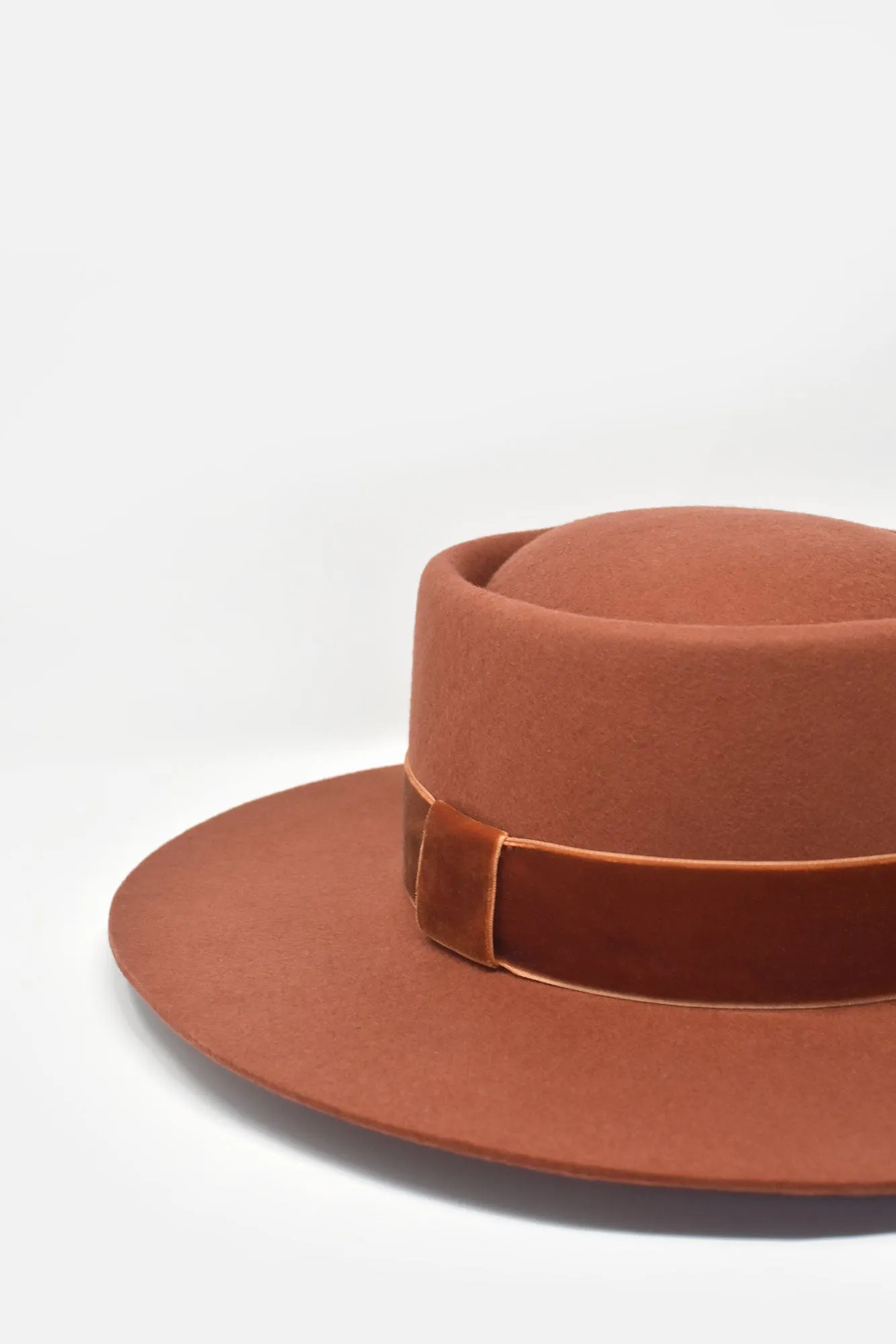 Benezet Wool Felt Boater - Sunset Orange