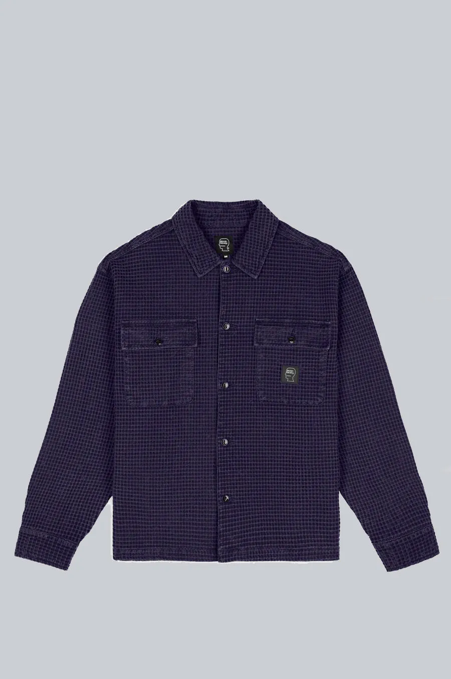 BRAIN DEAD WAFFLE BUTTON FRONT SHIRT NAVY