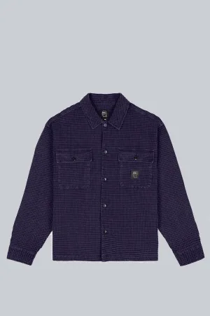 BRAIN DEAD WAFFLE BUTTON FRONT SHIRT NAVY