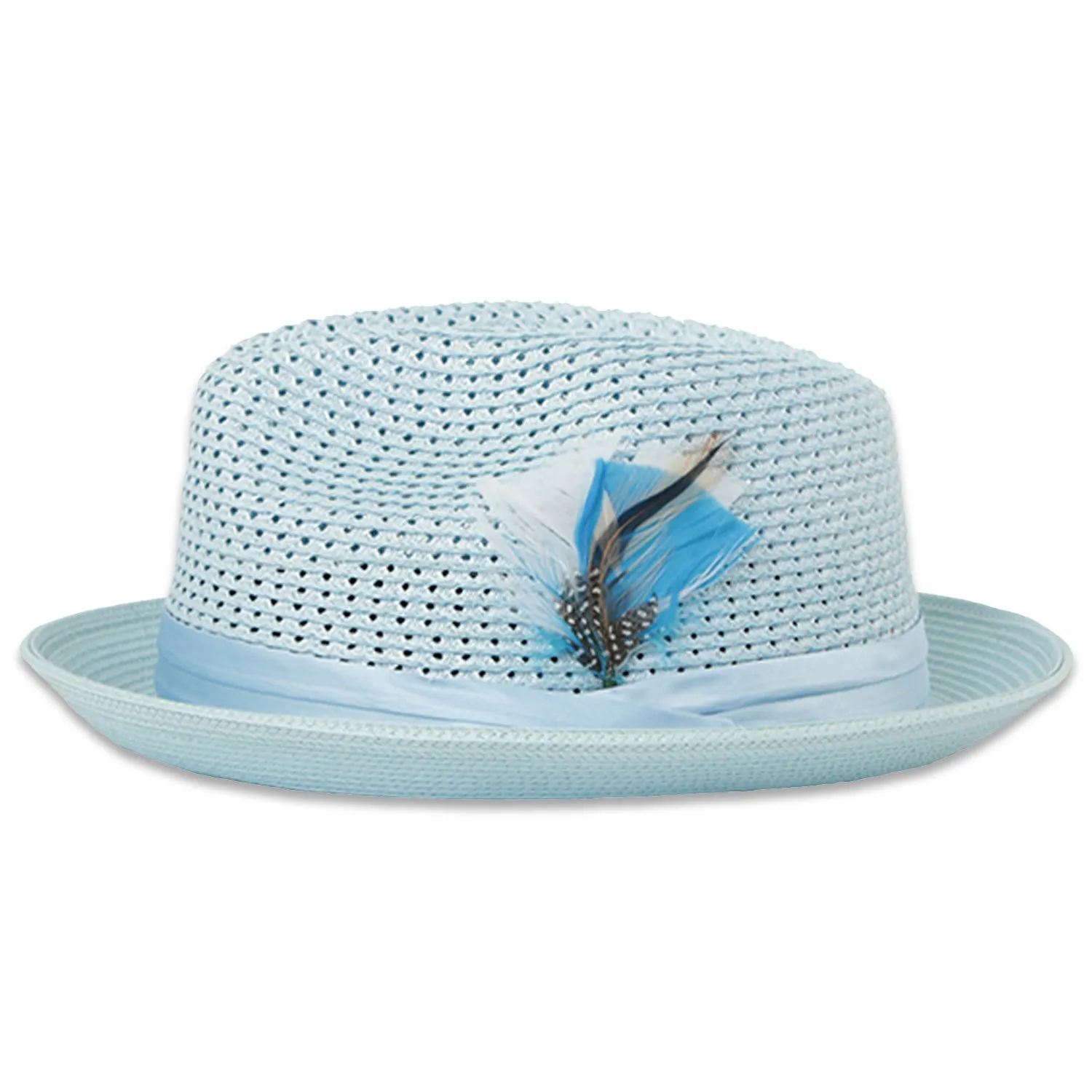 Castor Crushable Straw Hat Fedora in Sky Blue