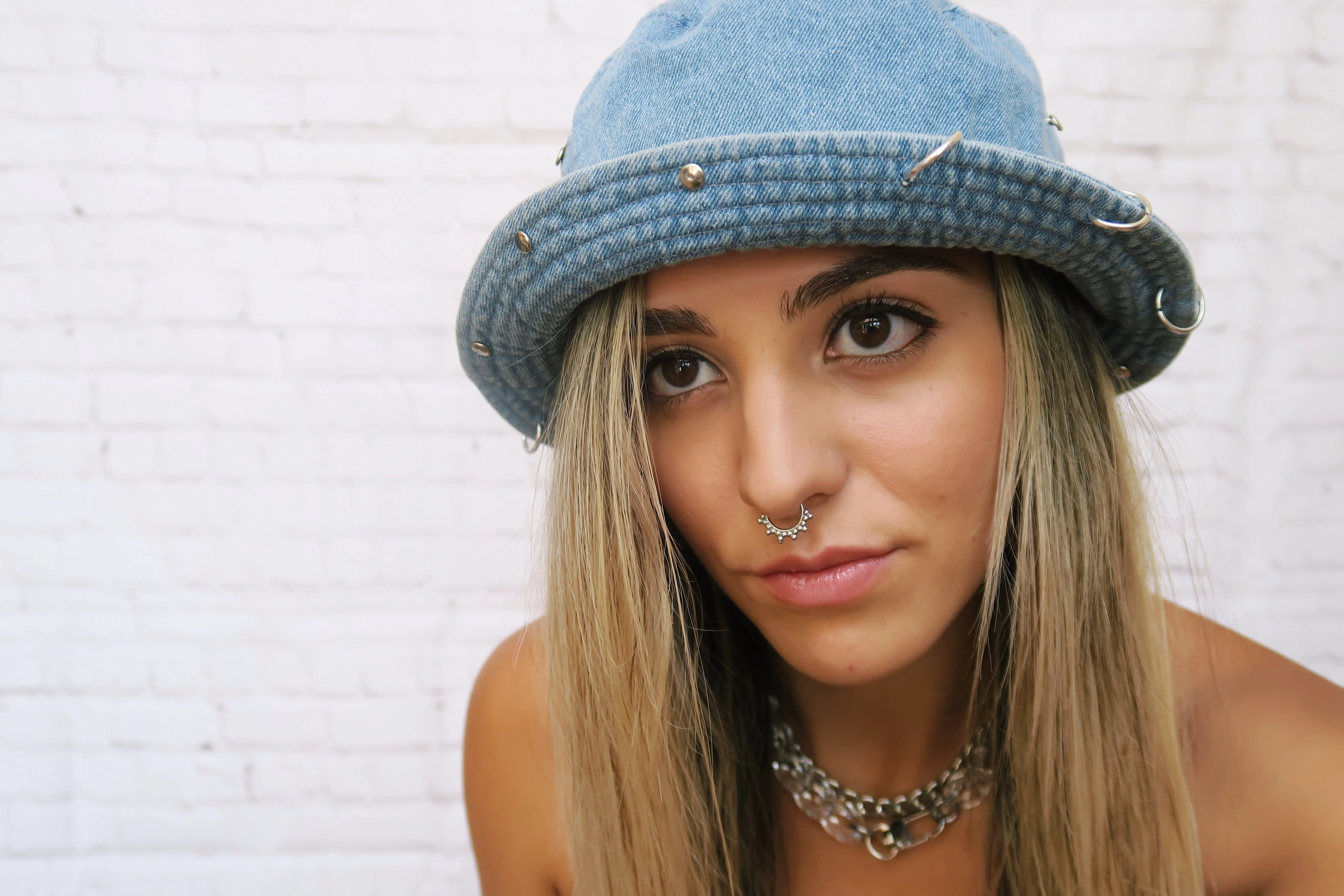 Checkered Denim Acrylic Bucket