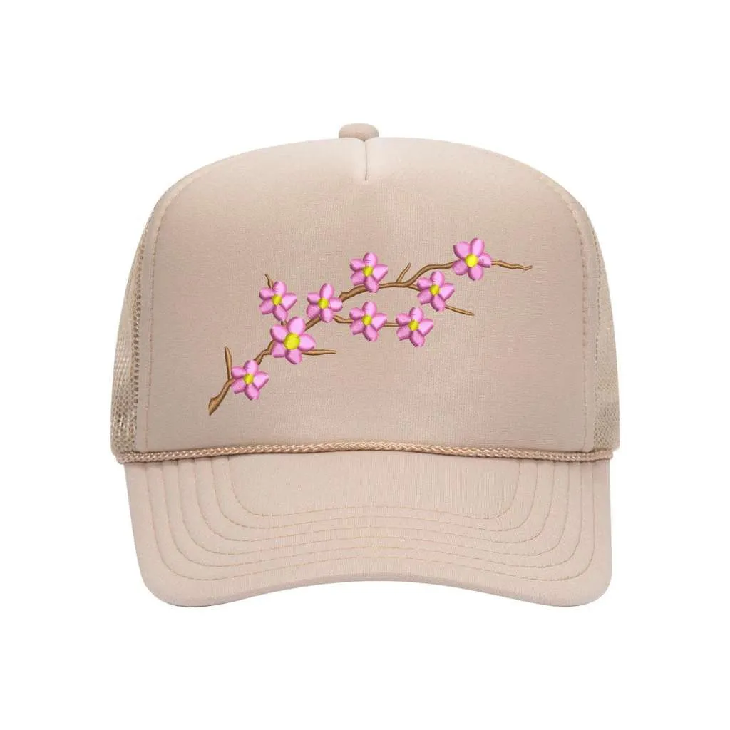 Cherry Blossom Trucker Hat Solid Color Trucker Hats - Spring Trucker Hats
