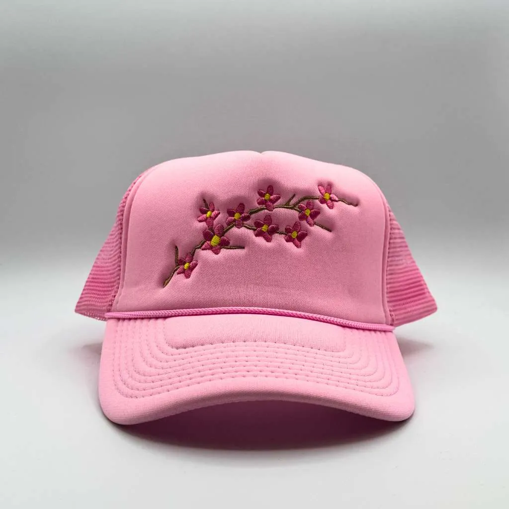 Cherry Blossom Trucker Hat Solid Color Trucker Hats - Spring Trucker Hats