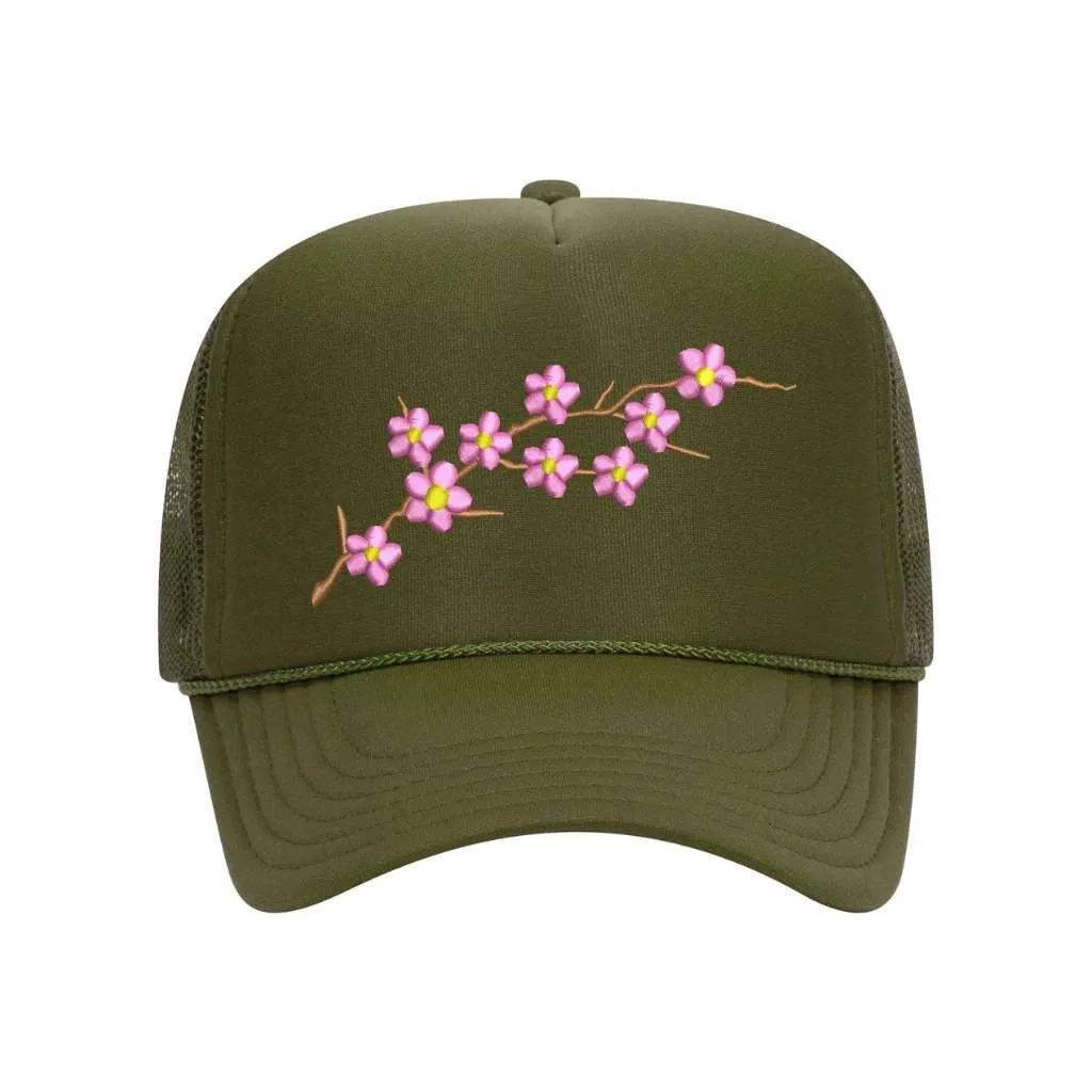 Cherry Blossom Trucker Hat Solid Color Trucker Hats - Spring Trucker Hats