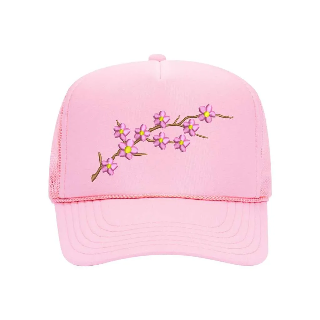 Cherry Blossom Trucker Hat Solid Color Trucker Hats - Spring Trucker Hats