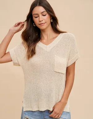 Cream Lightweight Knit Top