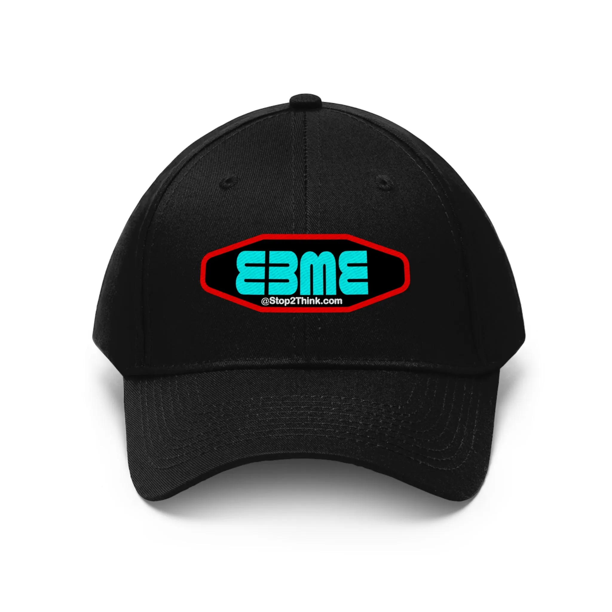 E3ME@Stop2Think.com (Blue) Encourages, Educates and Entertains with Motivational Education!  Unisex Twill Hat