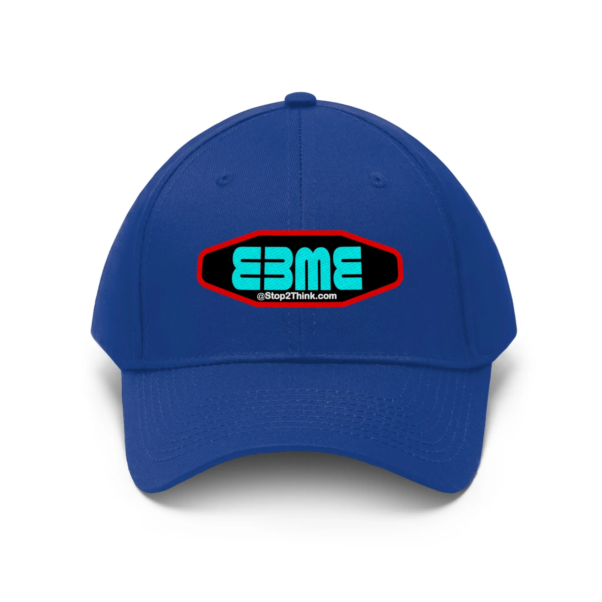 E3ME@Stop2Think.com (Blue) Encourages, Educates and Entertains with Motivational Education!  Unisex Twill Hat