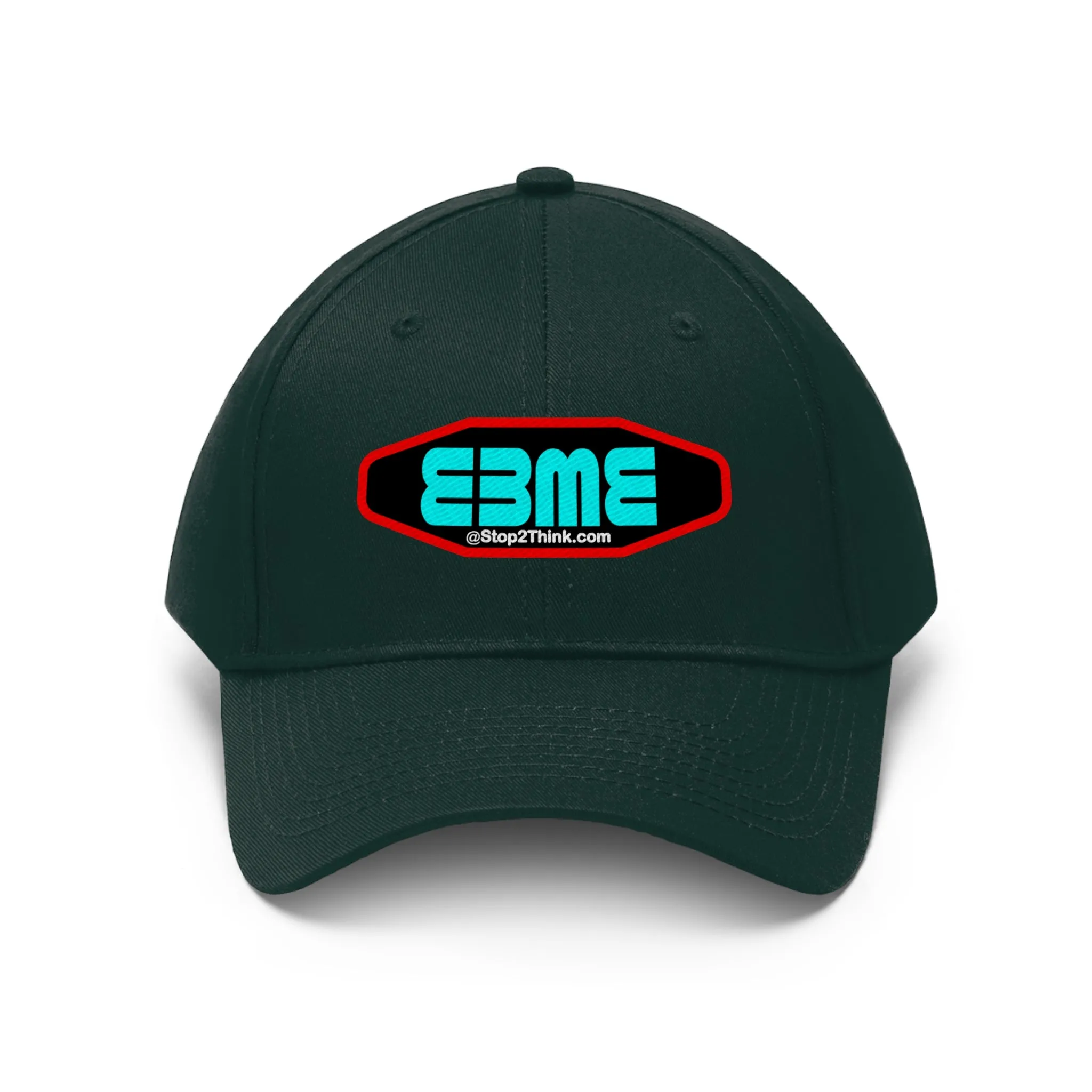 E3ME@Stop2Think.com (Blue) Encourages, Educates and Entertains with Motivational Education!  Unisex Twill Hat