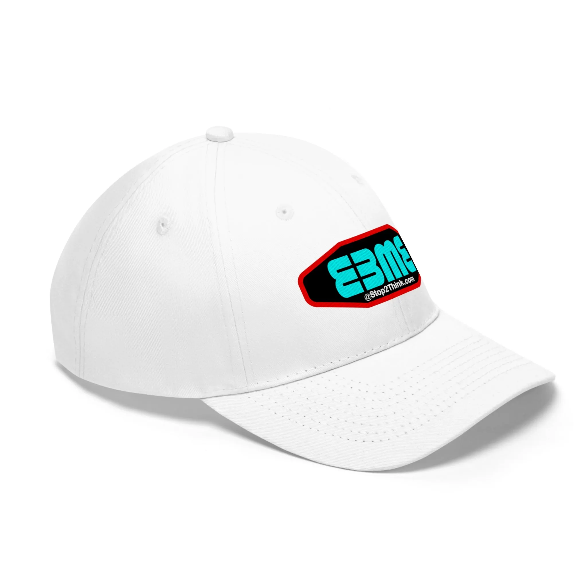E3ME@Stop2Think.com (Blue) Encourages, Educates and Entertains with Motivational Education!  Unisex Twill Hat
