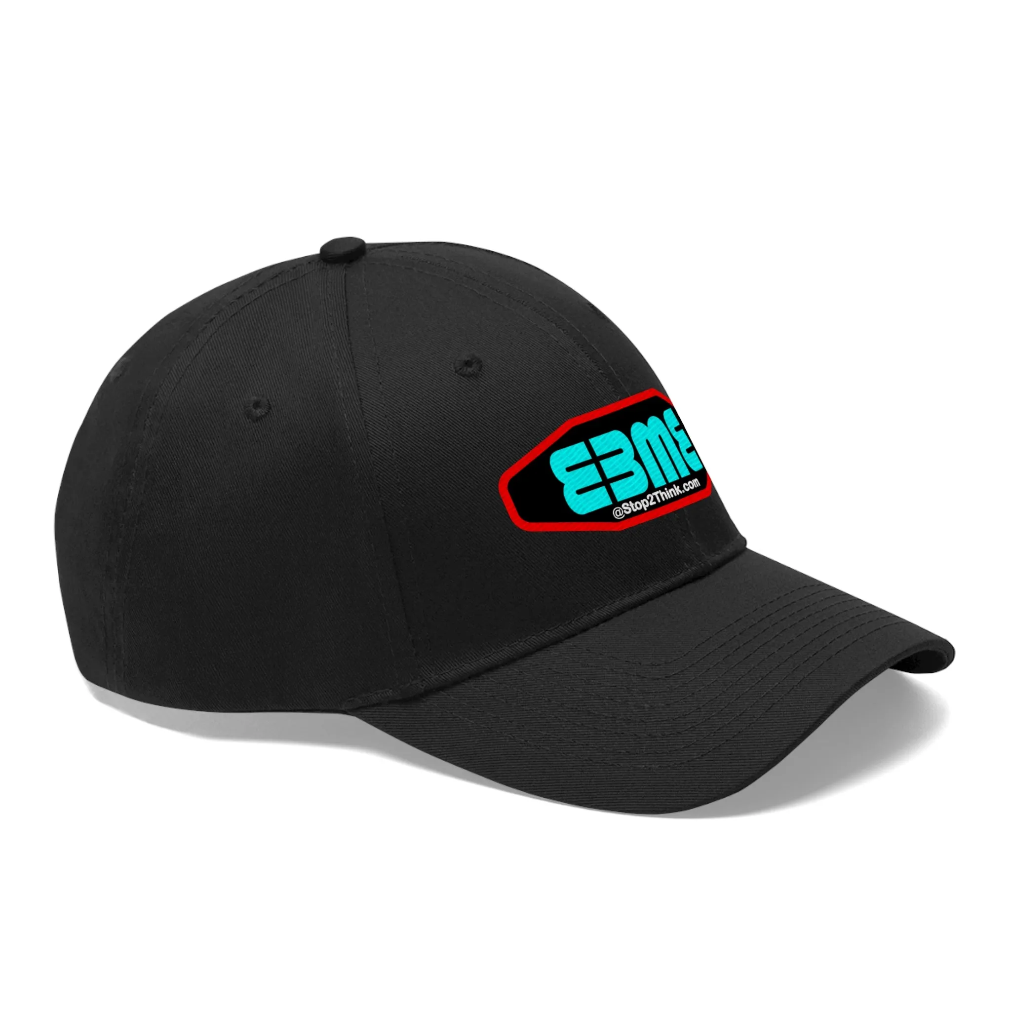 E3ME@Stop2Think.com (Blue) Encourages, Educates and Entertains with Motivational Education!  Unisex Twill Hat