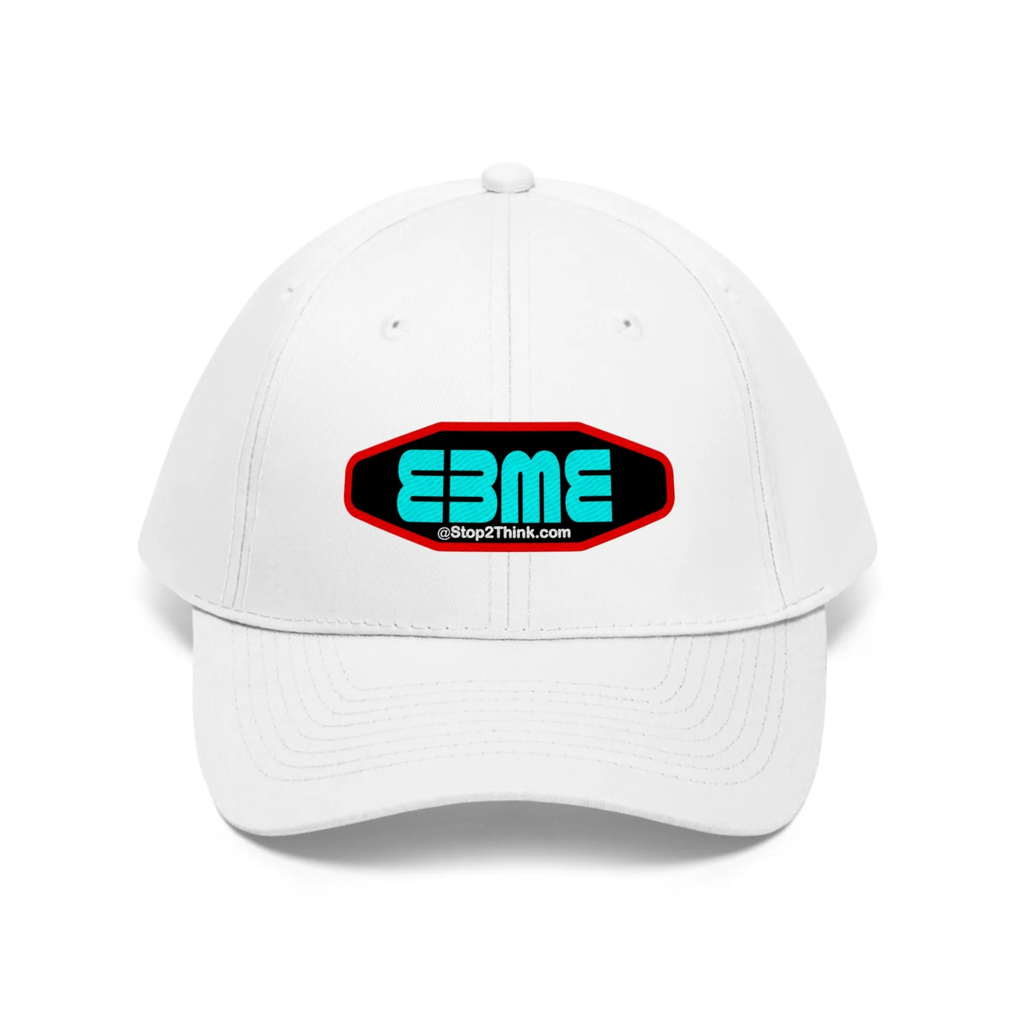 E3ME@Stop2Think.com (Blue) Encourages, Educates and Entertains with Motivational Education!  Unisex Twill Hat