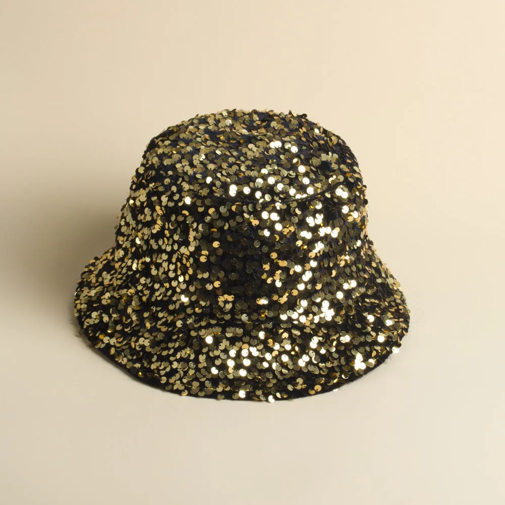 Fashion sequined fisherman hat Western-style elegant basin hat with liner folding face-covering hat