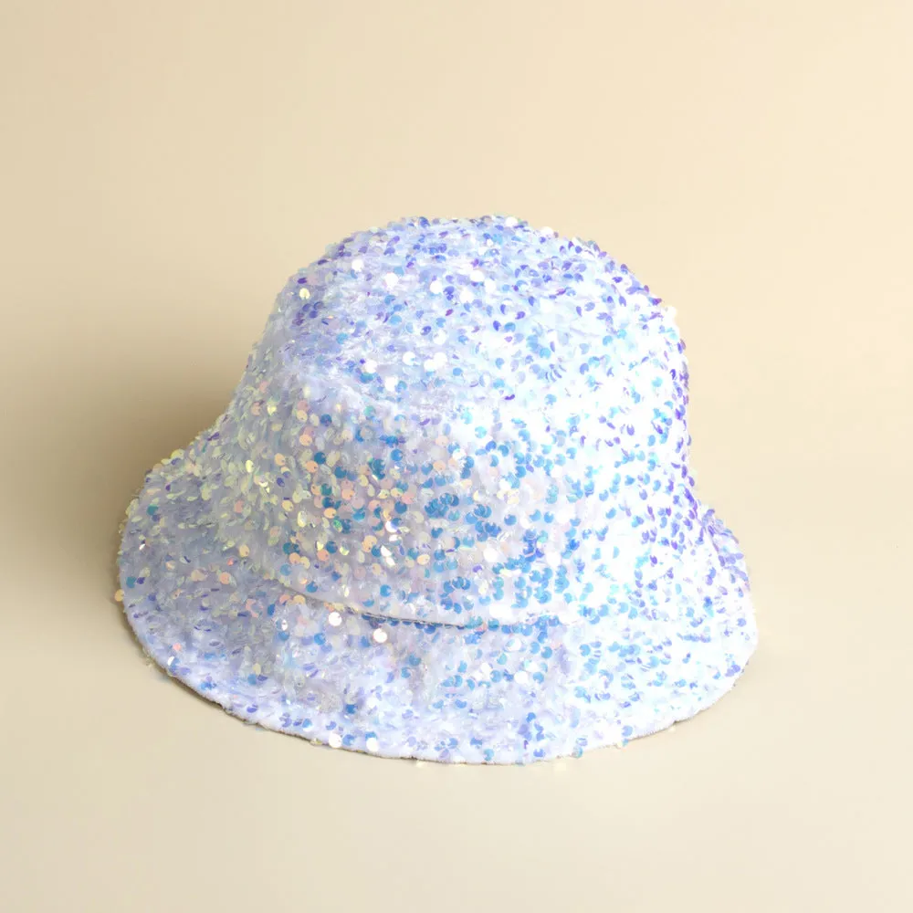 Fashion sequined fisherman hat Western-style elegant basin hat with liner folding face-covering hat