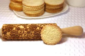 Flowers Embossed Rolling Pin, Valentine's Day,Clay Stamp,Shortbread Sugar Cookie, Christmas Gift
