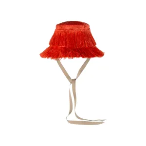 Frayed Lampshade Hat With Narrow Ribbon
