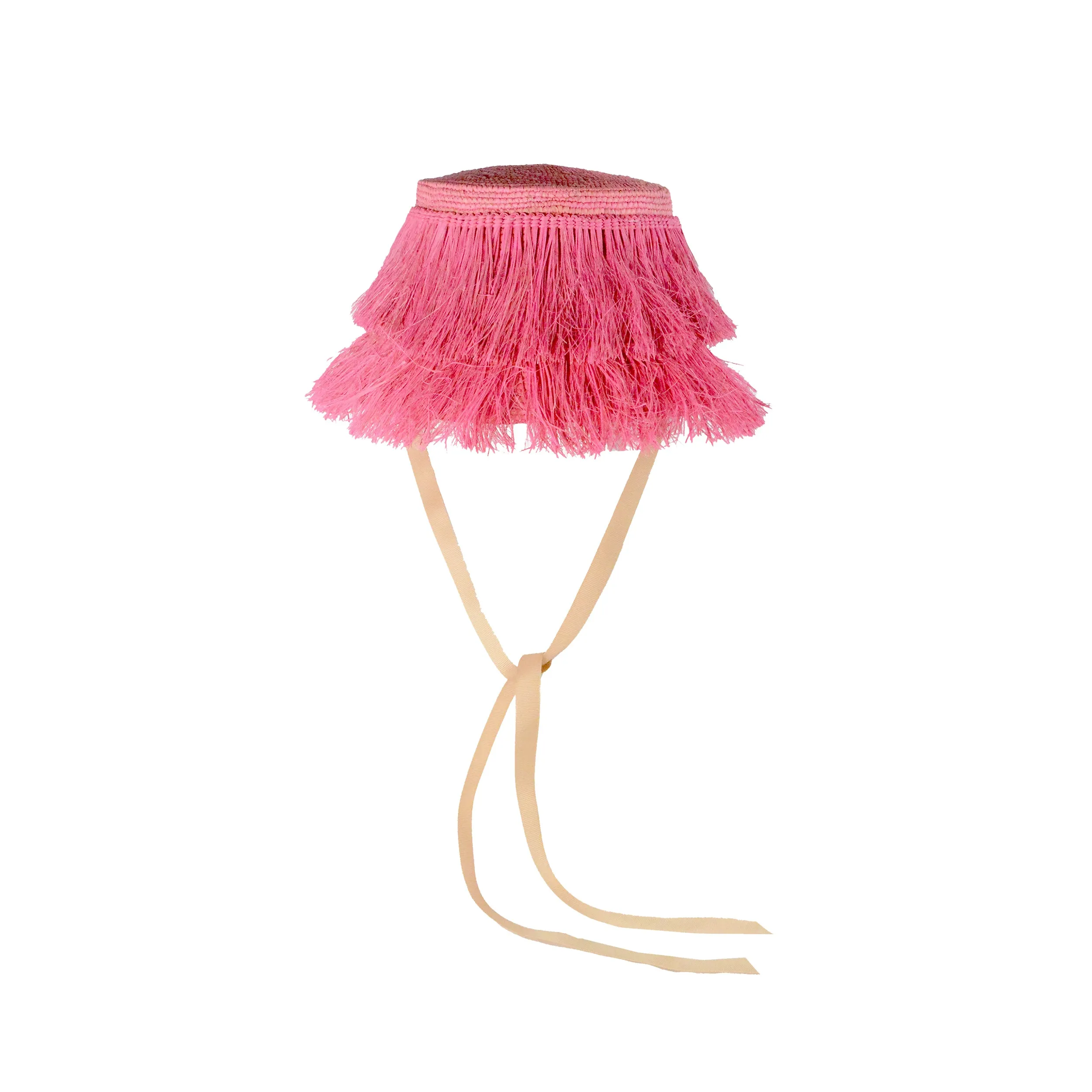 Frayed Lampshade Hat With Narrow Ribbon