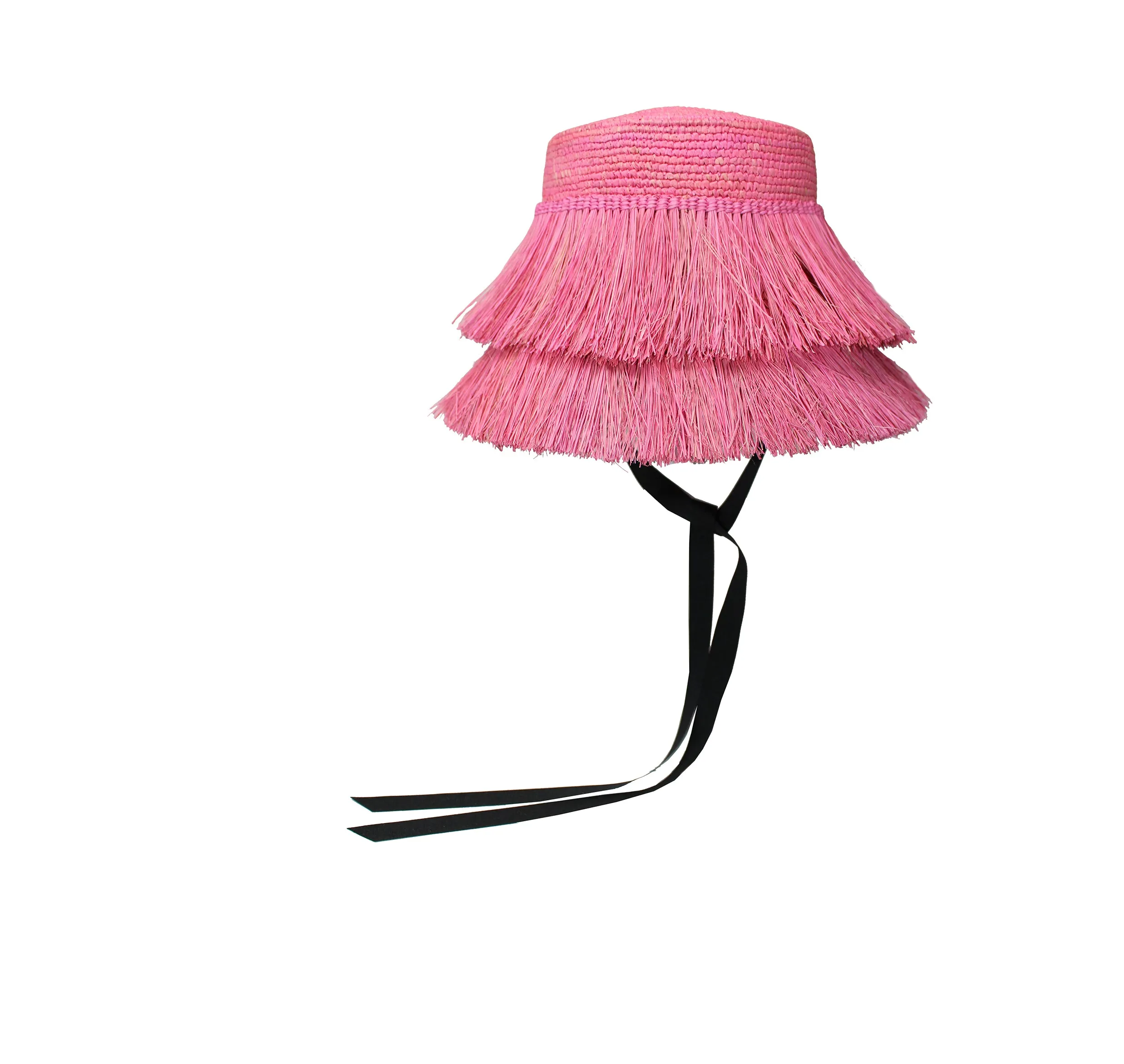 Frayed Lampshade Hat With Narrow Ribbon
