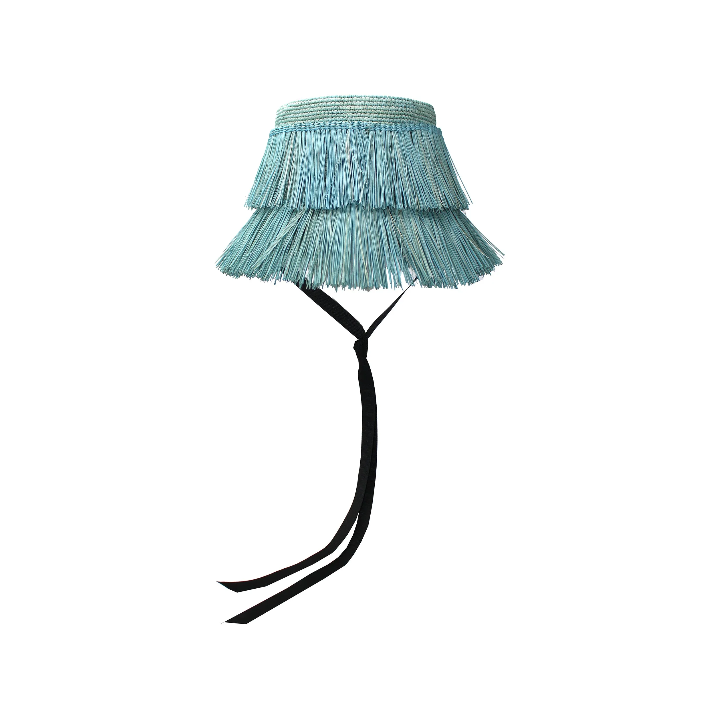 Frayed Lampshade Hat With Narrow Ribbon