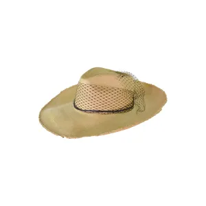 Glamour Frayed Aguacate Long Brim With Tulle