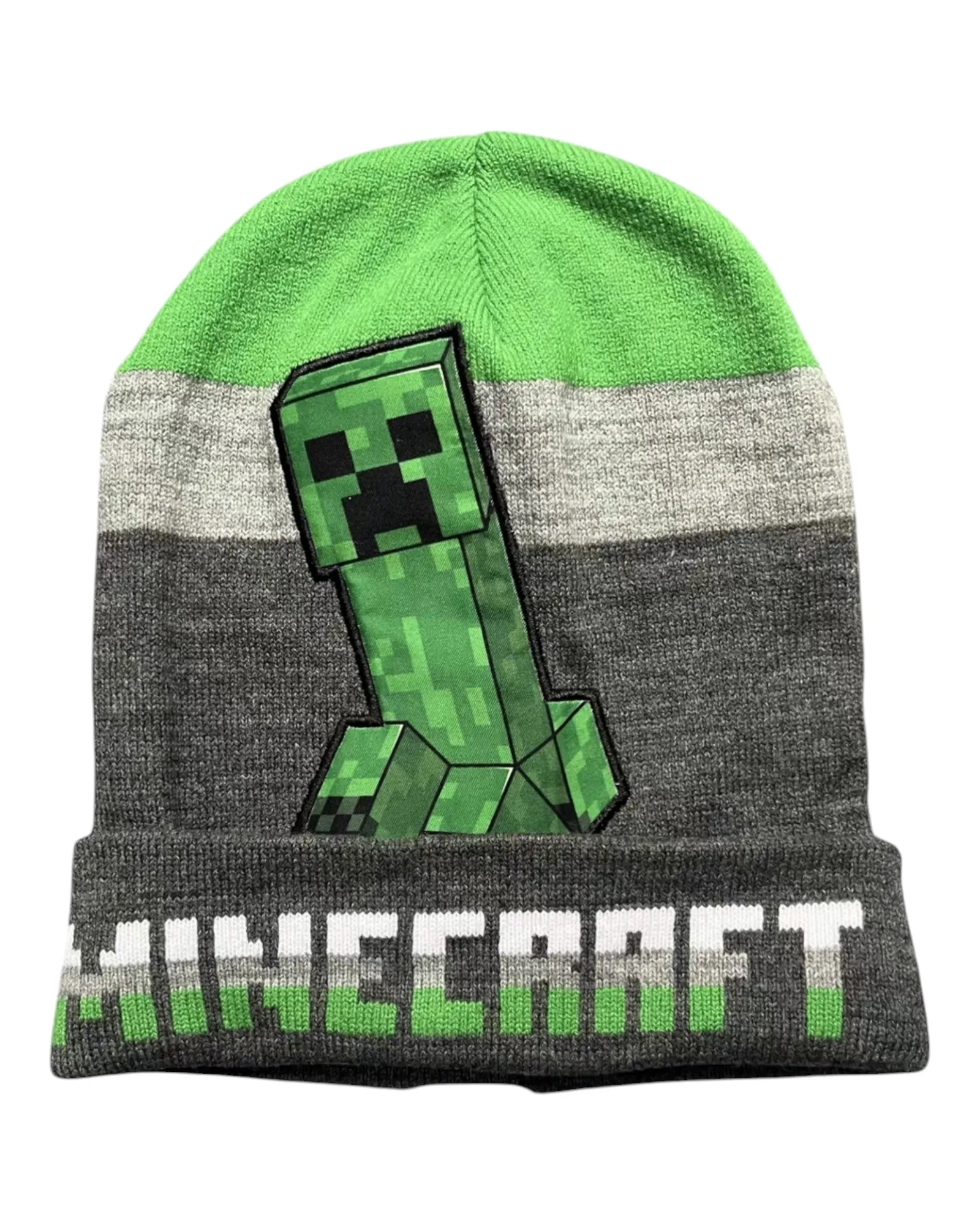 Green and Black Minecraft Patterned Beanie