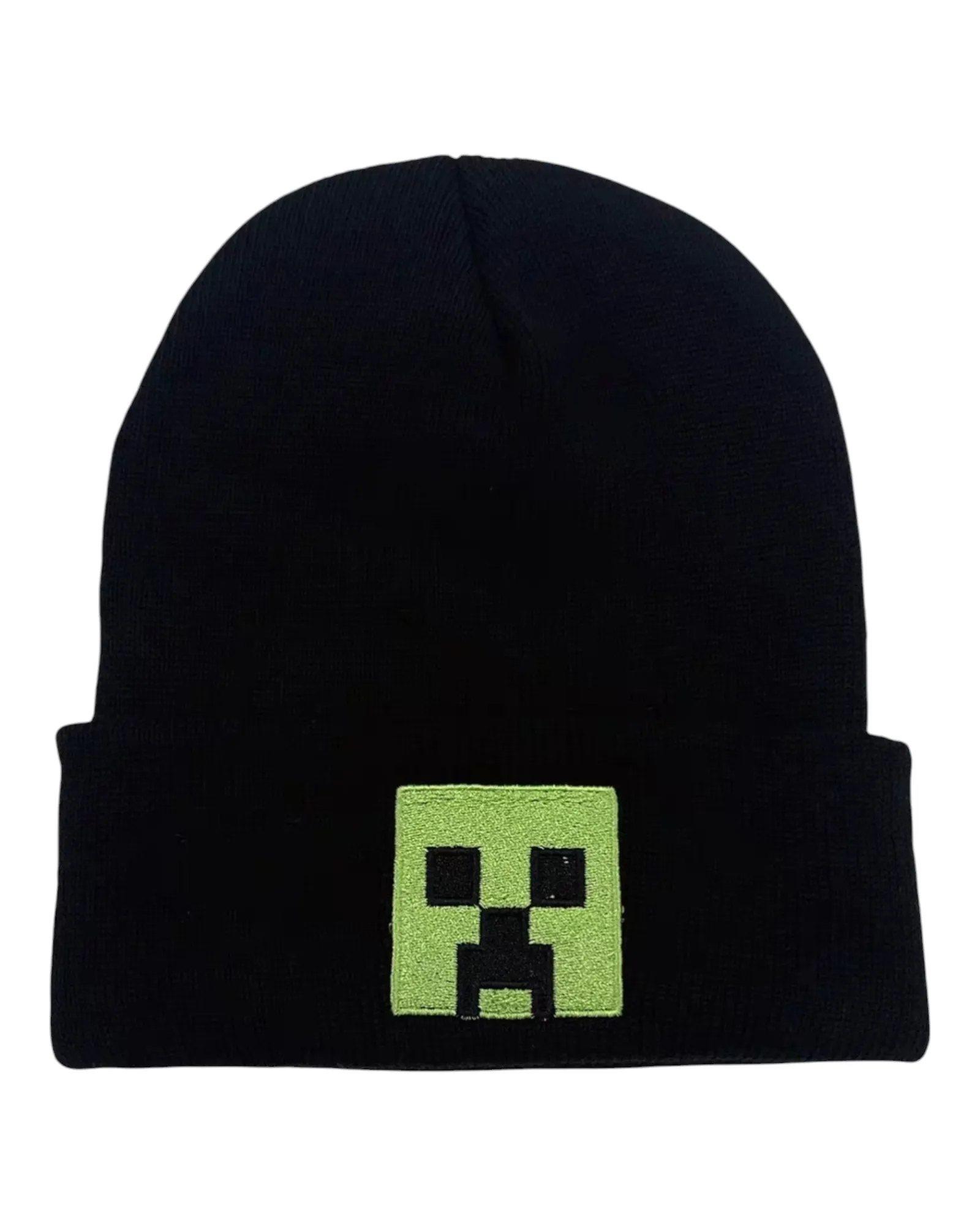 Green and Black Minecraft Patterned Beanie