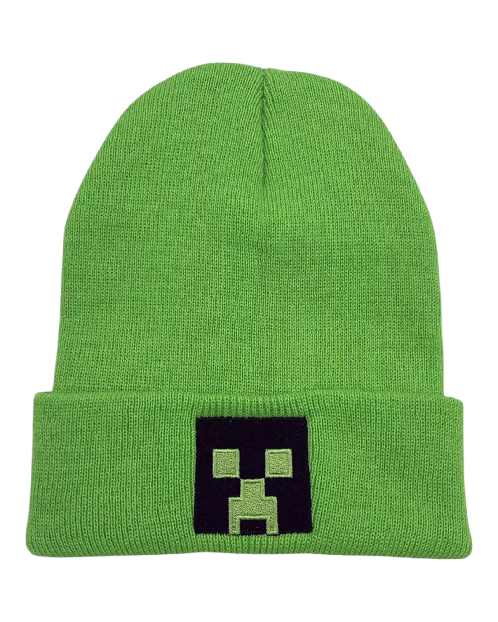Green and Black Minecraft Patterned Beanie