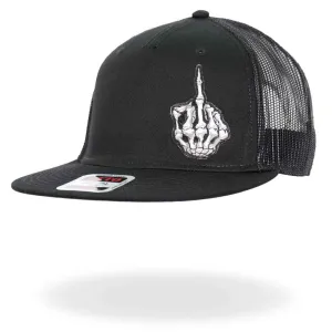 GSH4007 Hot Leathers Black Skeleton Hand DILLIGAF Snapback Hat