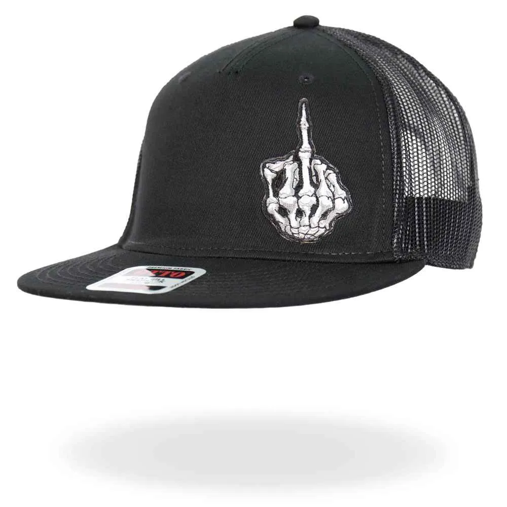 GSH4007 Hot Leathers Black Skeleton Hand DILLIGAF Snapback Hat