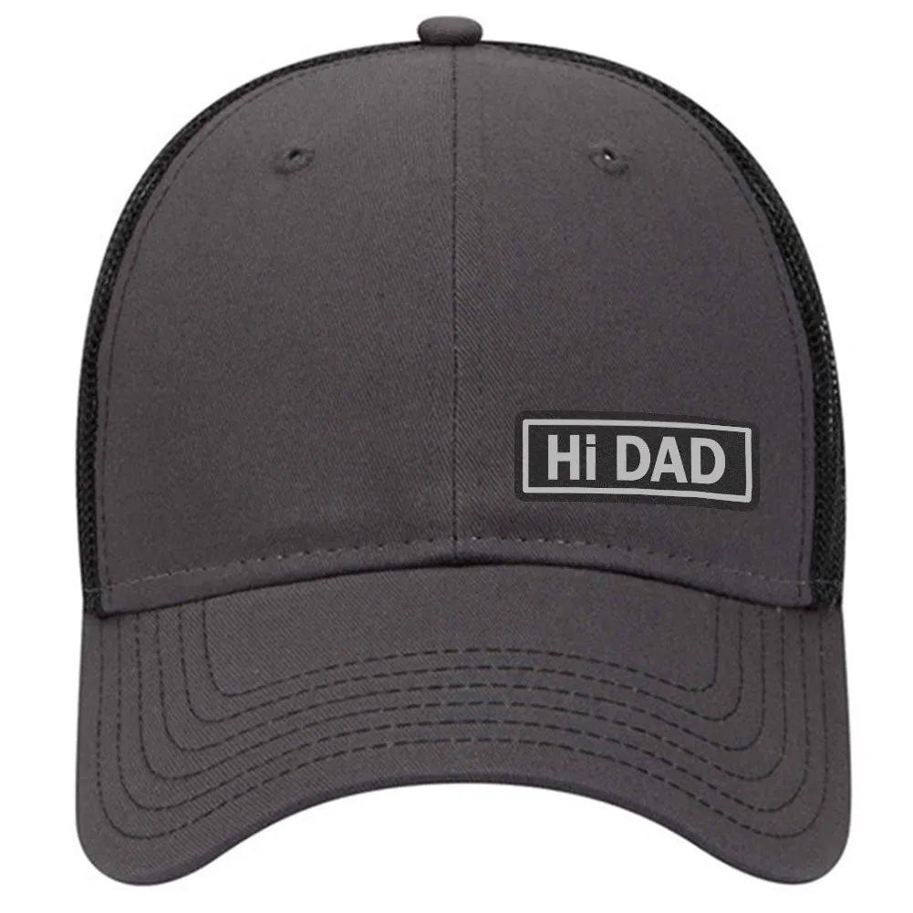 Hi Dad Leatherette Patch 6 Panel Low Profile Mesh Back Trucker Hat for Men