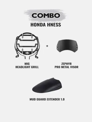 Hness Combo-Mig Headlight Grill Zephyr Metal Visor Mudguard Extender