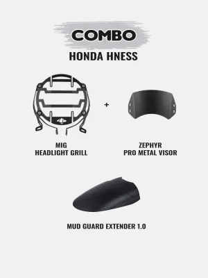 Hness Combo-Mig Headlight Grill Zephyr Metal Visor Mudguard Extender