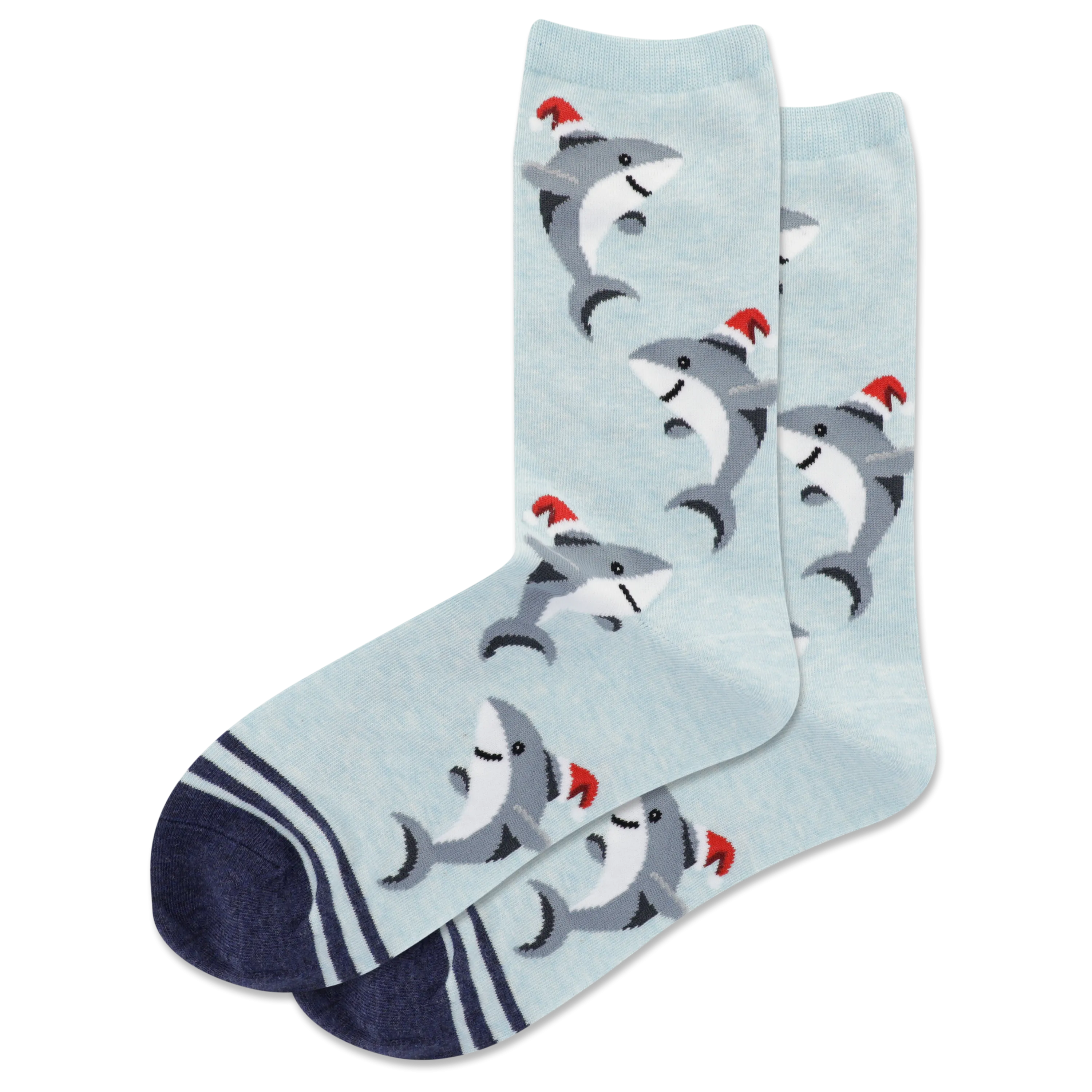 HOTSOX Women's Shark with Santa Hat Crew Socks
