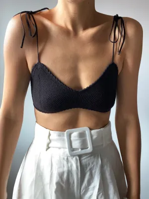 JENNY SCALLOPED BRALETTE IN SUPERBLACK