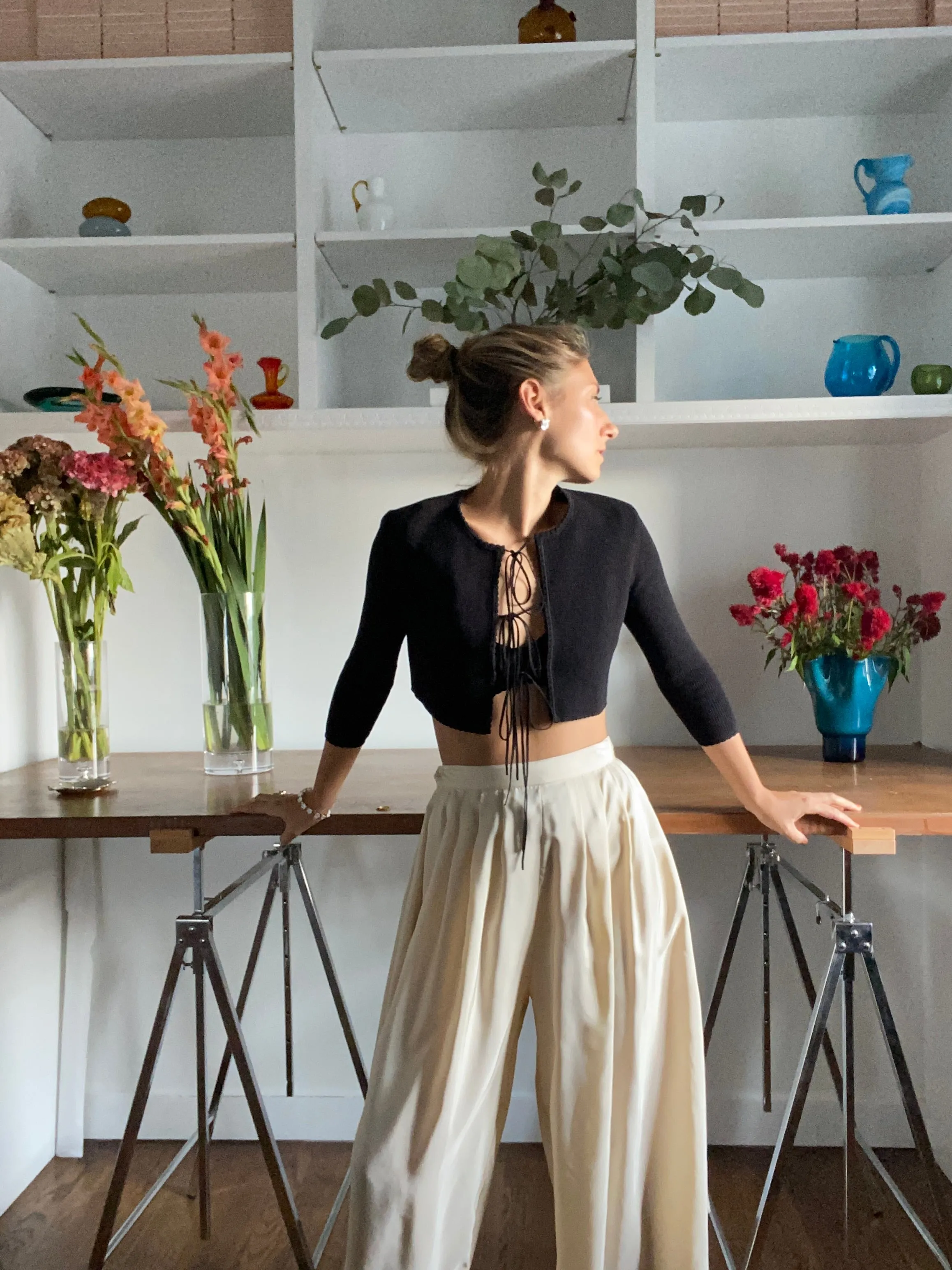 JENNY SCALLOPED CARDIGAN IN SUPERBLACK