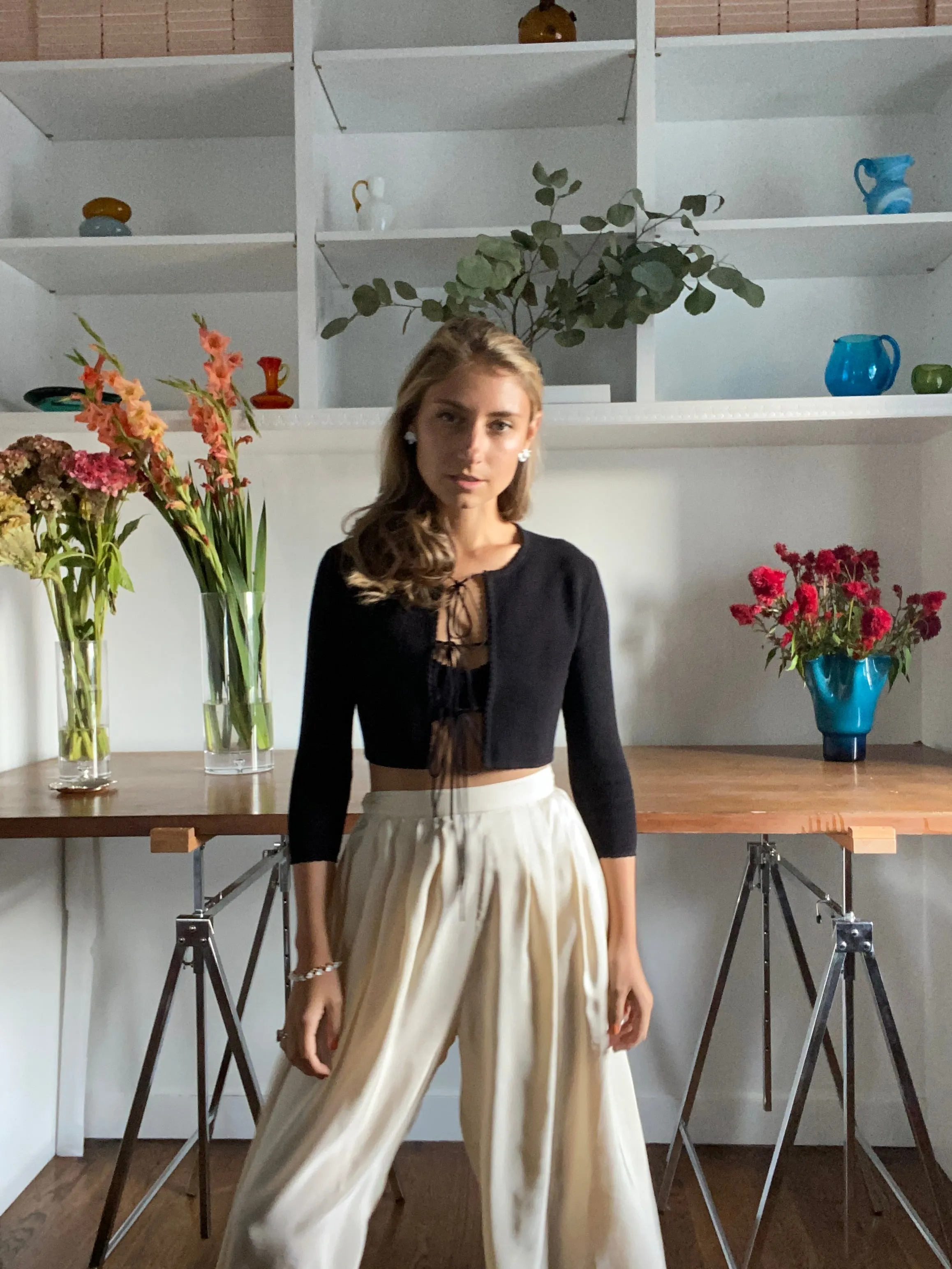 JENNY SCALLOPED CARDIGAN IN SUPERBLACK