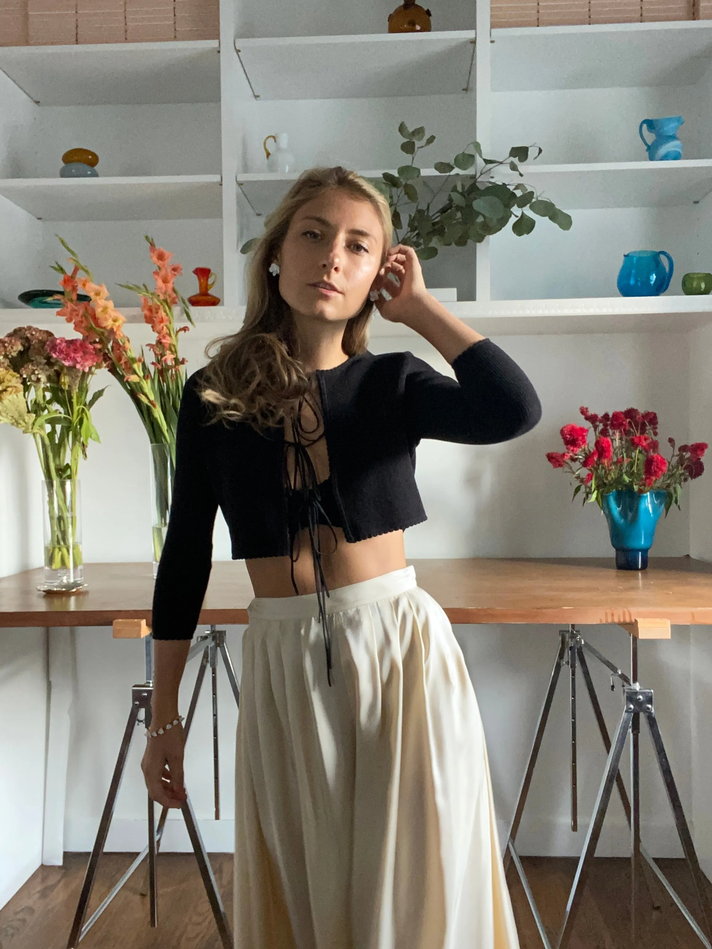 JENNY SCALLOPED CARDIGAN IN SUPERBLACK