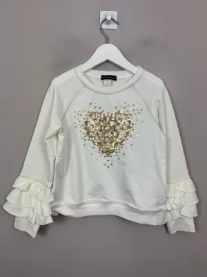 Kate Mack Gold Heart Sweatshirt 6y New