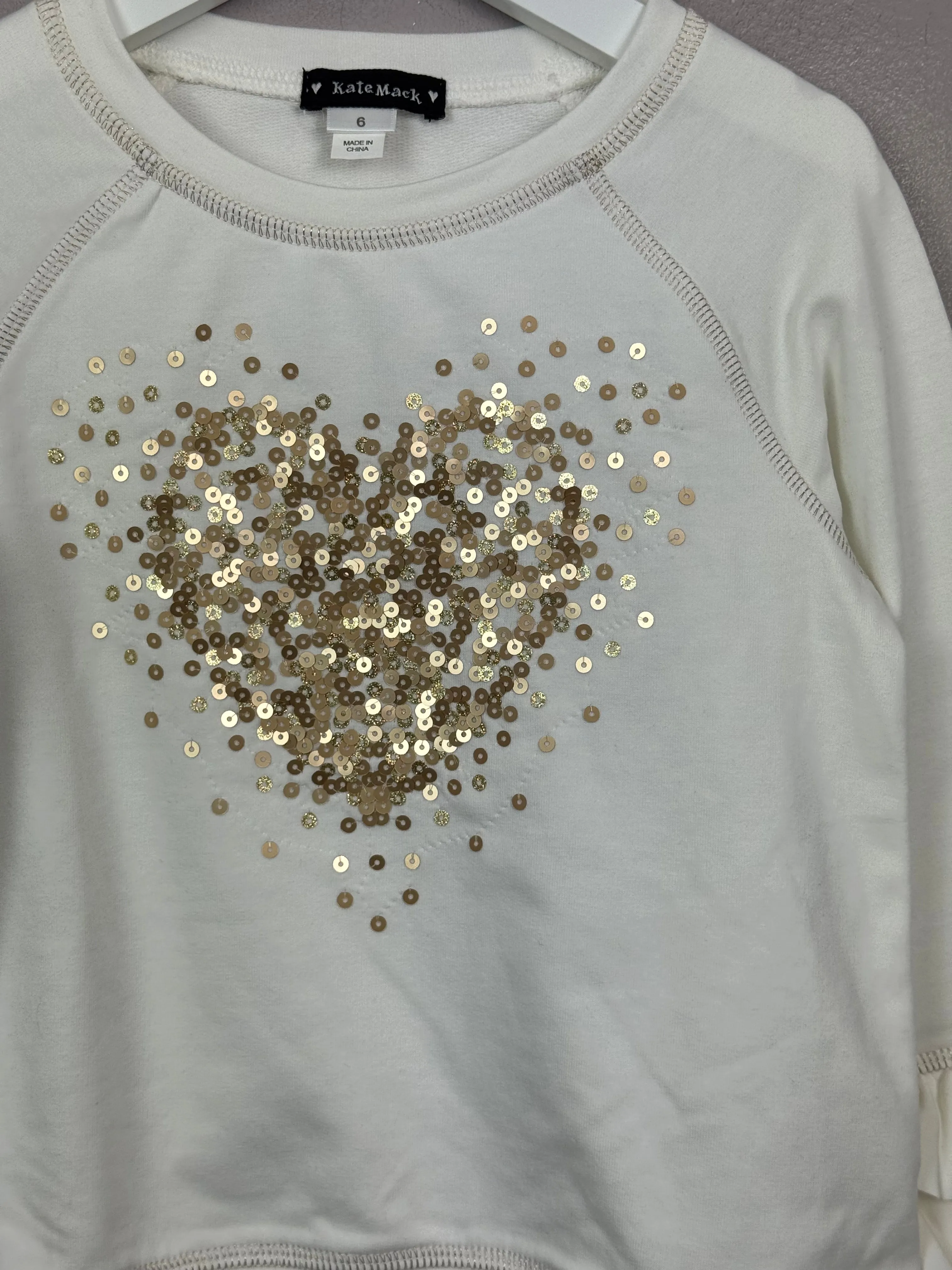 Kate Mack Gold Heart Sweatshirt 6y New