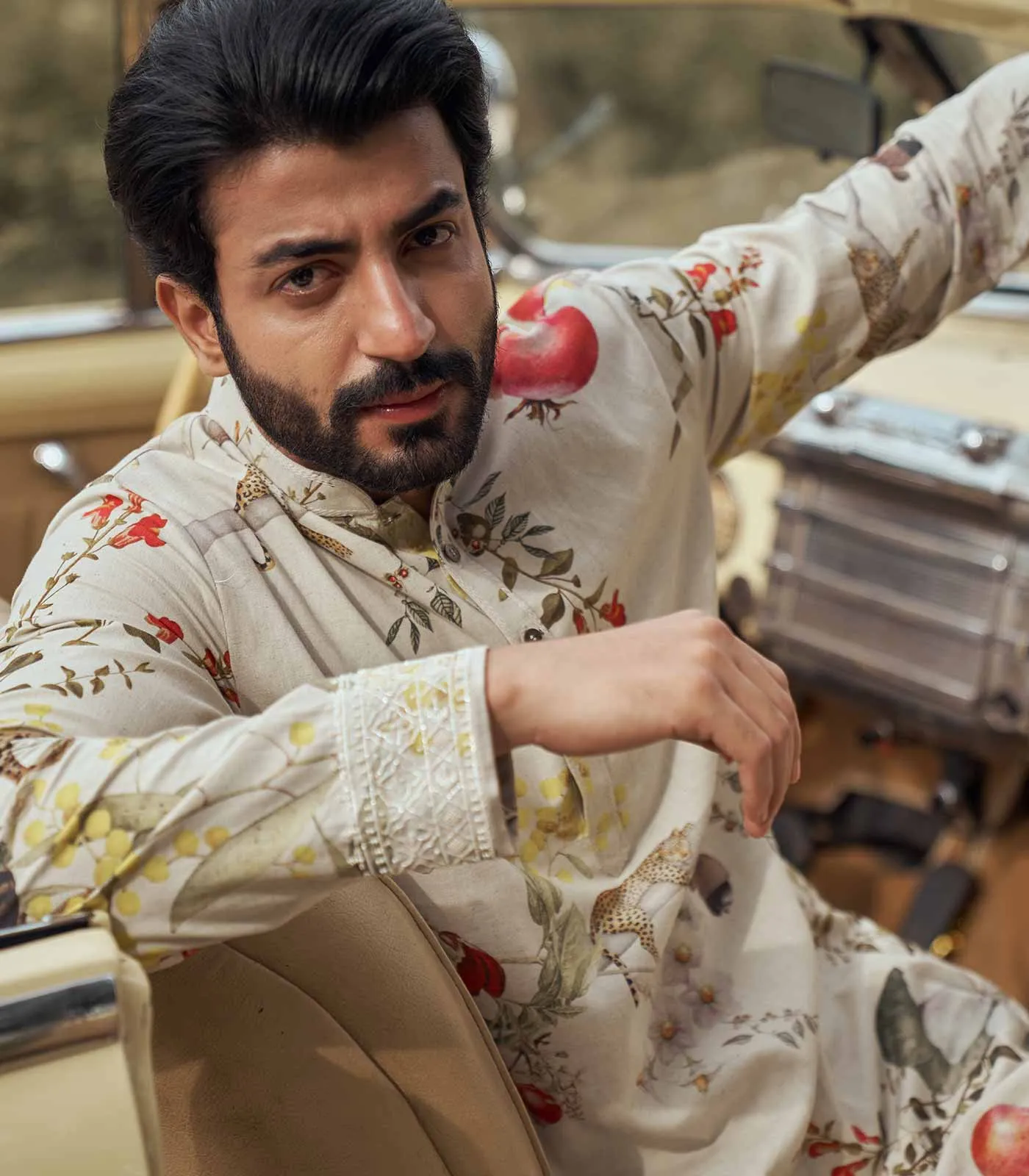 LEOPARD PRINTED COTTON SILK KURTA SET
