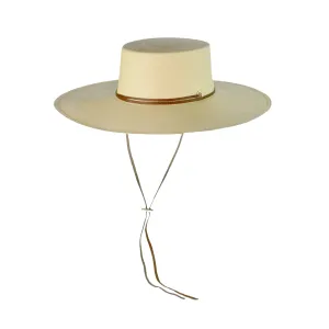 Long Brim Cordovan Hat With Leather Band
