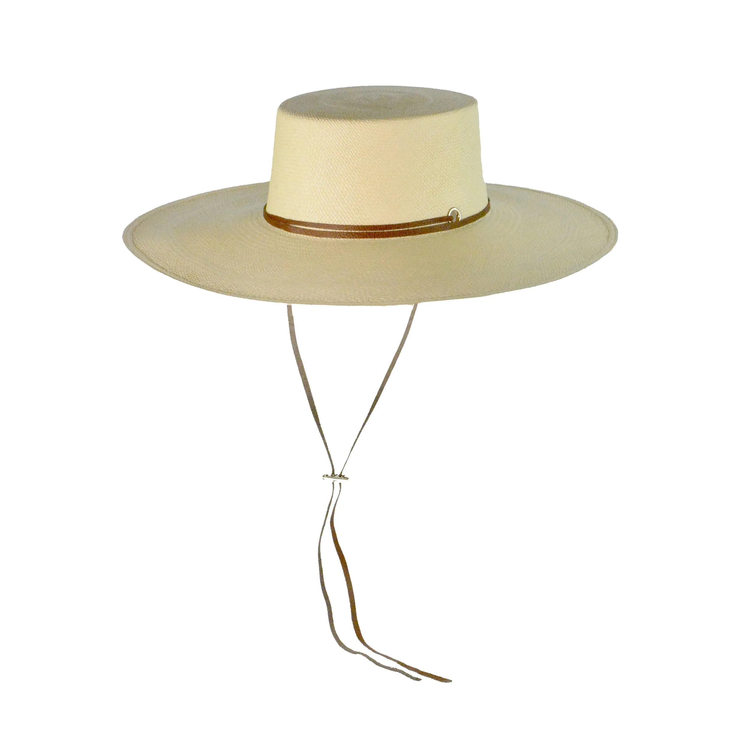 Long Brim Cordovan Hat With Leather Band
