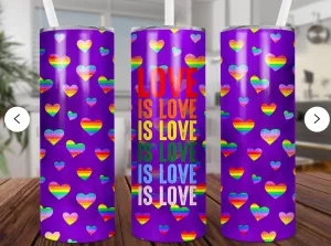 Love is love is love is love rainbow hearts- 20oz stainless steel sublimated Tumbler
