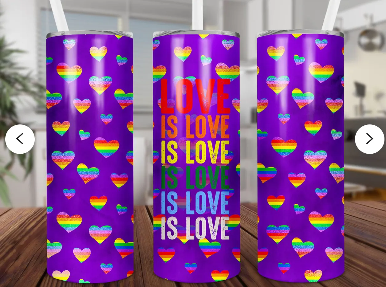 Love is love is love is love rainbow hearts- 20oz stainless steel sublimated Tumbler